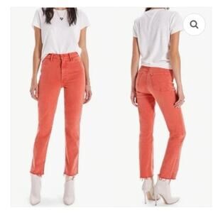 Mother The Swooner Rascal Ankle Fray in Flame Scarlett Size: 28